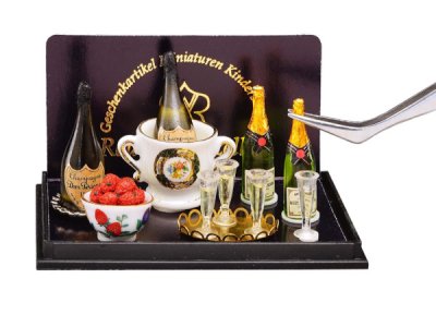 (image for) Dollhouse Scale Model Champagne Breakfast with Strawberrys