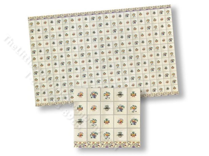 (image for) Dollhouse 1/2 Scale Model Flower Delft Tiles