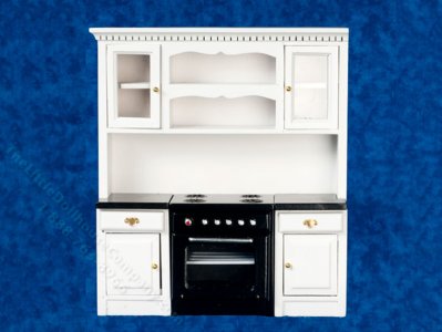 (image for) Miniature White Stove and Cabinet For Dollhouses