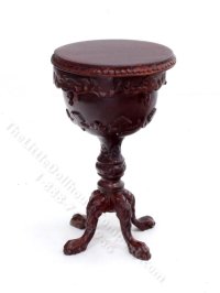 (image for) Miniature Carved Mahogany Sewing Table for Dollhouses