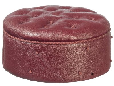 (image for) Miniature Tufted Red Leather Ottoman