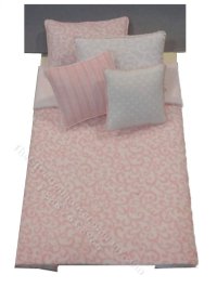 (image for) Miniature Single Soft Coral Scroll Bedding Set