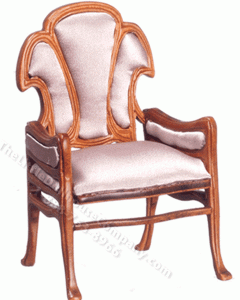 (image for) Miniature Pink Satin and Walnut Art Nouveau Chair