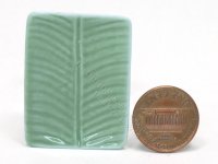 (image for) Miniature Green Ceramic Rectangular Leaf Plate