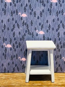 (image for) Dollhouse Scale Model Wallpaper -Pink Flamingos in Blue- 3pc Set