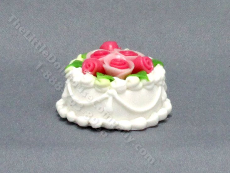 (image for) Miniature Pink and White Cake with Roses
