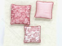 (image for) Miniature Rose and White Toile Three Piece Pillow Set