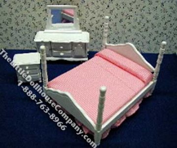 (image for) Miniature White Bedroom Set for Dollhouses