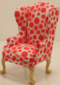 (image for) Miniature Red and White Patterned Wingback Chair