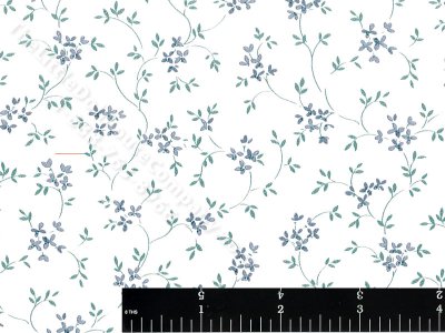 (image for) Blue Flower Vines Miniature Wallpaper for Dollhouses