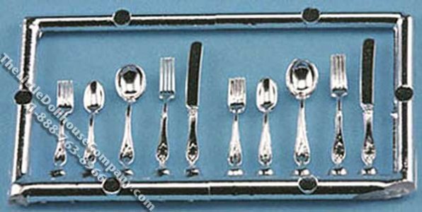 (image for) Miniature 2 Place Plastic Silverware set for Dollhouses