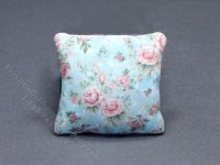 (image for) Miniature Blue and Pink Floral Pillow for Dollhouses