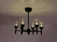(image for) Miniature Battery Operated 6-Arm Madison Park Chandelier with Wand for Dollhouses - Black