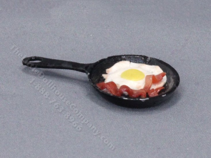 (image for) Miniature Pan with Eggs and Bacon for Dollhouses