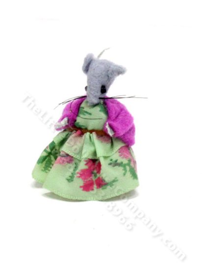 (image for) Miniature Mouse in Floral Dress for Dollhouses
