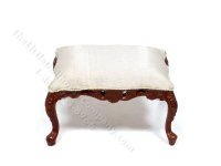 (image for) Walnut Stool with Beige Cushioning