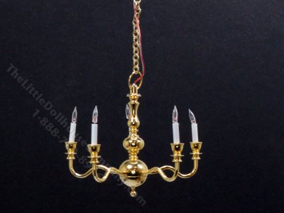 (image for) Miniature 5 Arm Brass Chandelier