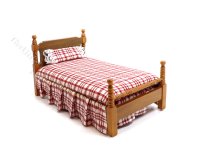 (image for) Miniature Walnut Single Bed for Dollhouses