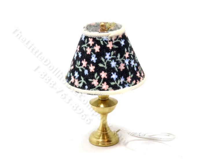 (image for) Miniature 12v Table Lamp for Dollhouses - Black Floral