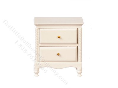 (image for) Miniature White Louis XV Nightstand for Dollhouses