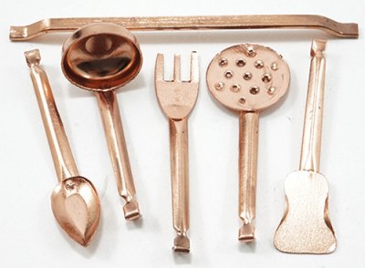 (image for) Miniature Copper Kitchen Rack with Utensils