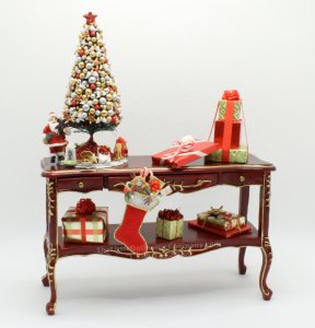 (image for) Miniature Christmas Hall Table Fully Decorated