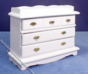 (image for) Miniature White Changing Table Dresser for Dollhouses