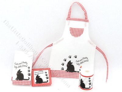 (image for) Miniature Cat-themed Kitchen Accessory Set