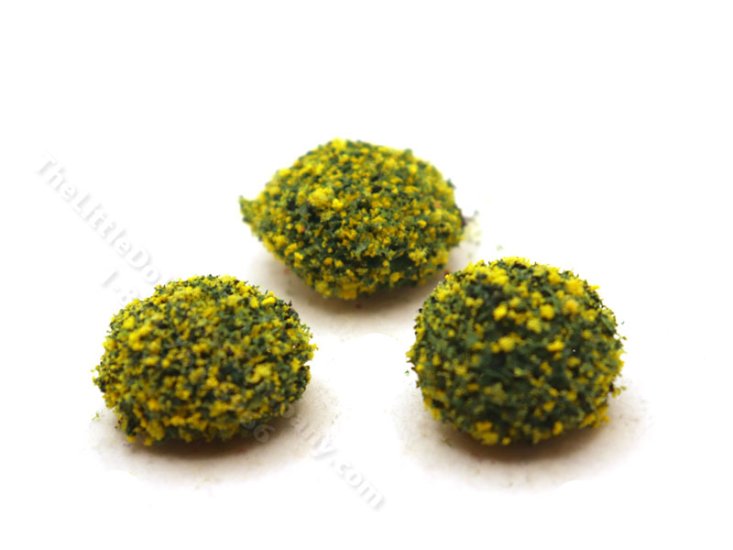 (image for) Miniature 1 inch Yellow Mound Bush (3 pack) for Dollhouses
