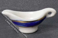(image for) Miniature Blue with Gold Trim Gravy Boat for Dollhouses