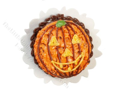 (image for) Miniature Jack-o-Lantern Halloween Cake for Dollhouses