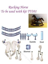 (image for) Miniature Blue and White Rocking Horse Kit for Dollhouses