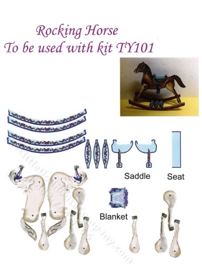 (image for) Miniature Blue and White Rocking Horse Kit for Dollhouses