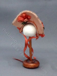 (image for) Vintage Miniature Peach Floral Bonnet for Dollhouses