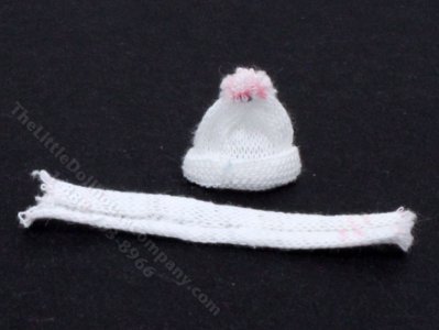 (image for) Dollhouse Miniature Toque and Scarf - Pink