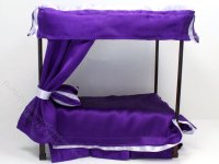 (image for) Miniature Purple and Mahogany Canopy Bed For Dollhouses