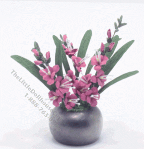 (image for) Miniature Pink Hollyhock Flowers in Vase