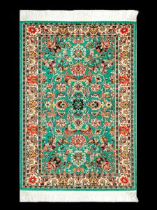 (image for) Dollhouse Scale Model Turkish Carpet - Teal and Coral