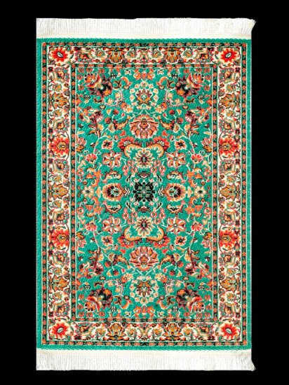 (image for) Dollhouse Scale Model Turkish Carpet - Teal and Coral