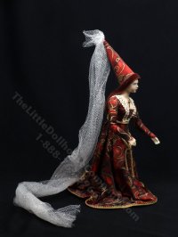 (image for) Miniature Handcrafted Vintage Medieval Woman in Red Hennin
