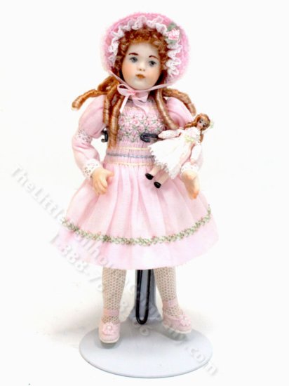 (image for) Porcelain Doll in Pink Dress with Doll