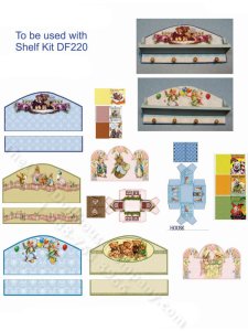 (image for) Miniature Bears and Bunnies Shelf Decorator Kit for Dollhouses
