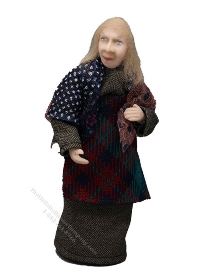 (image for) Miniature Handcrafted Elderly Woman in Shawl by Detta's Darling Dolls