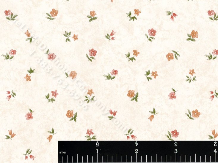 (image for) Orange and Pink Flower Miniature Wallpaper for Dollhouses