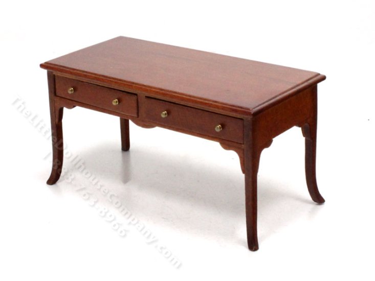 (image for) Miniature Walnut Desk Table for Dollhouses