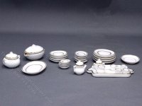(image for) Miniature 32-Piece White and Gold Dinner Service for Dollhouses