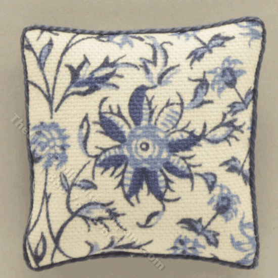 (image for) Miniature Square Blue and White Floral Pillow