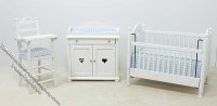 (image for) Miniature Three Piece White Nursery Set for Dollhouses