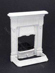 (image for) Miniature Small Victorian Bedroom Fireplace for Dollhouses - White