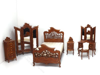 (image for) Miniature 6-Piece Walnut Art Nouveau Bedroom Set
